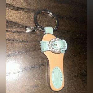 Coach Mint Green Leather Sandal Shoe Keychain Charm Rhinestone Buckle